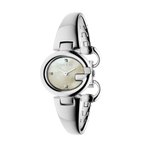 Gucci Guccissima Mother of Pearl Diamond Set Dial Dial Stainless Steel Bangle Womens Quartz Watch YA134504