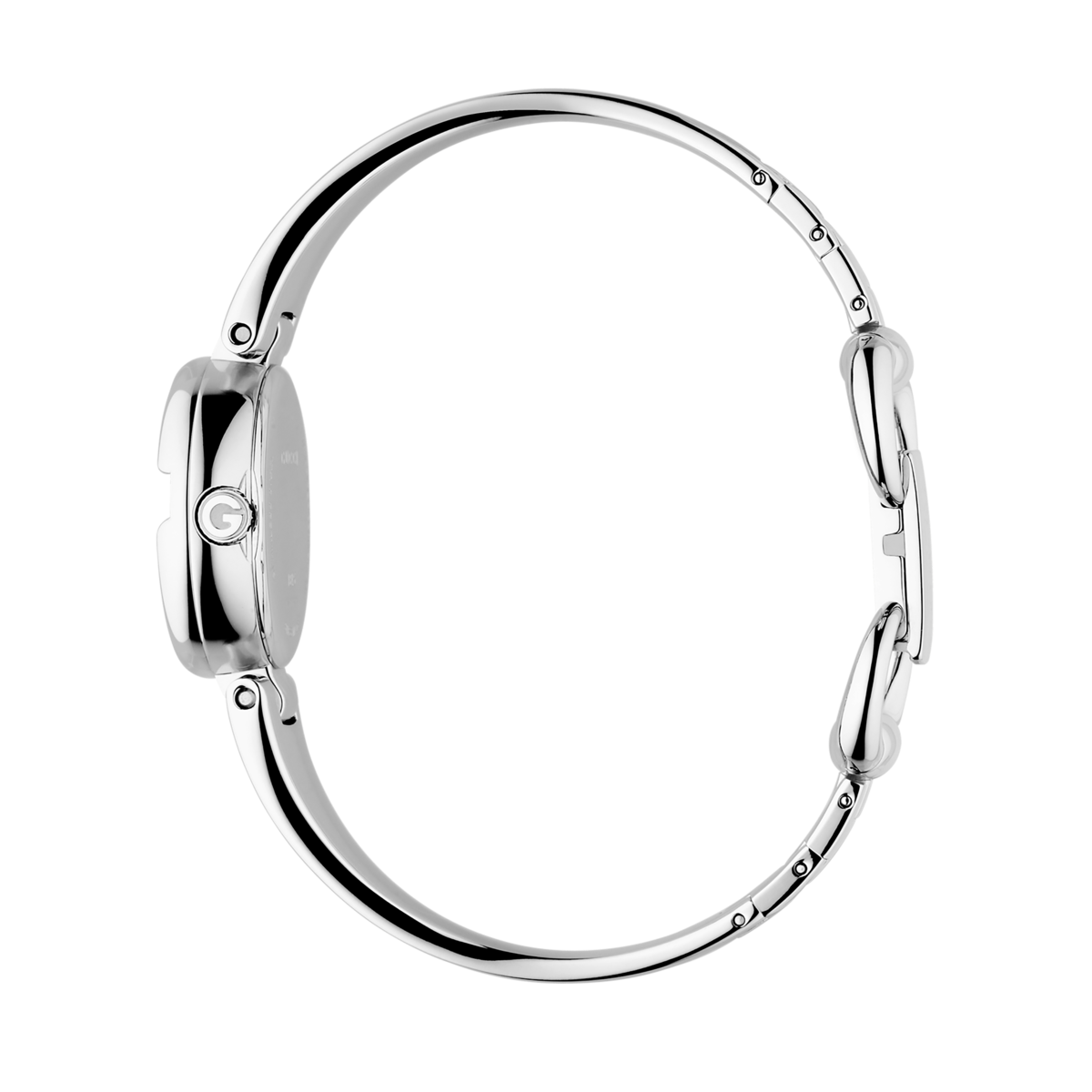 Gucci Guccissima Mother of Pearl Diamond Set Dial Dial Stainless Steel Bangle Womens Quartz Watch YA134504