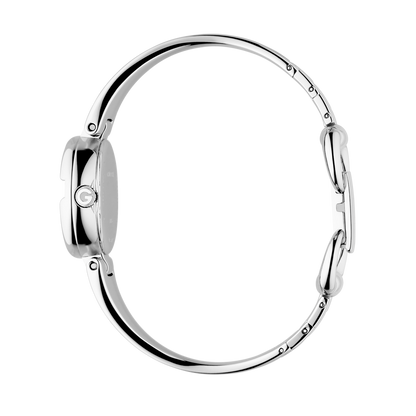 Gucci Guccissima Mother of Pearl Diamond Set Dial Dial Stainless Steel Bangle Womens Quartz Watch YA134504