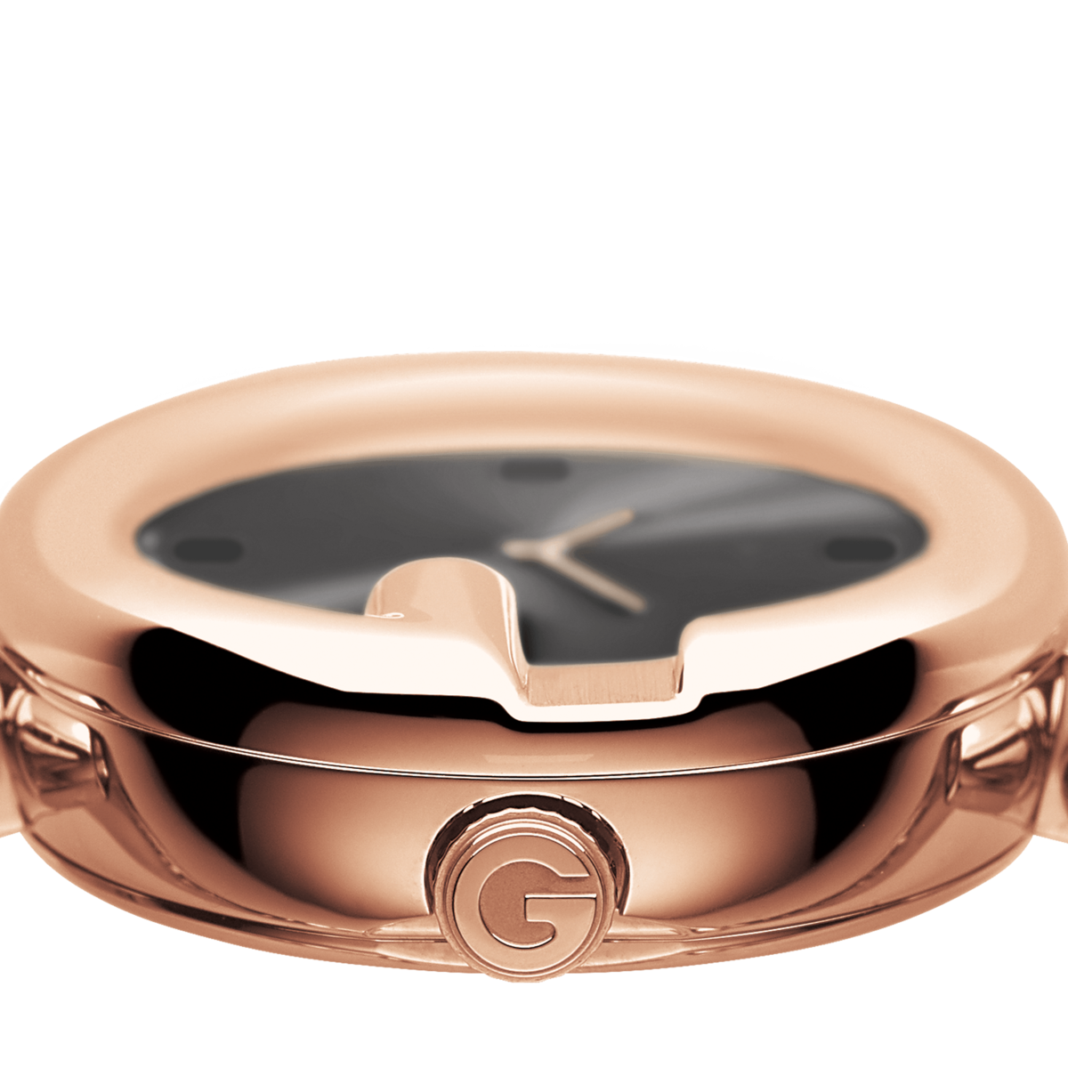 Gucci Guccissima Black Dial Rose PVD Gold Plated Bangle Womens Quartz Watch YA134509