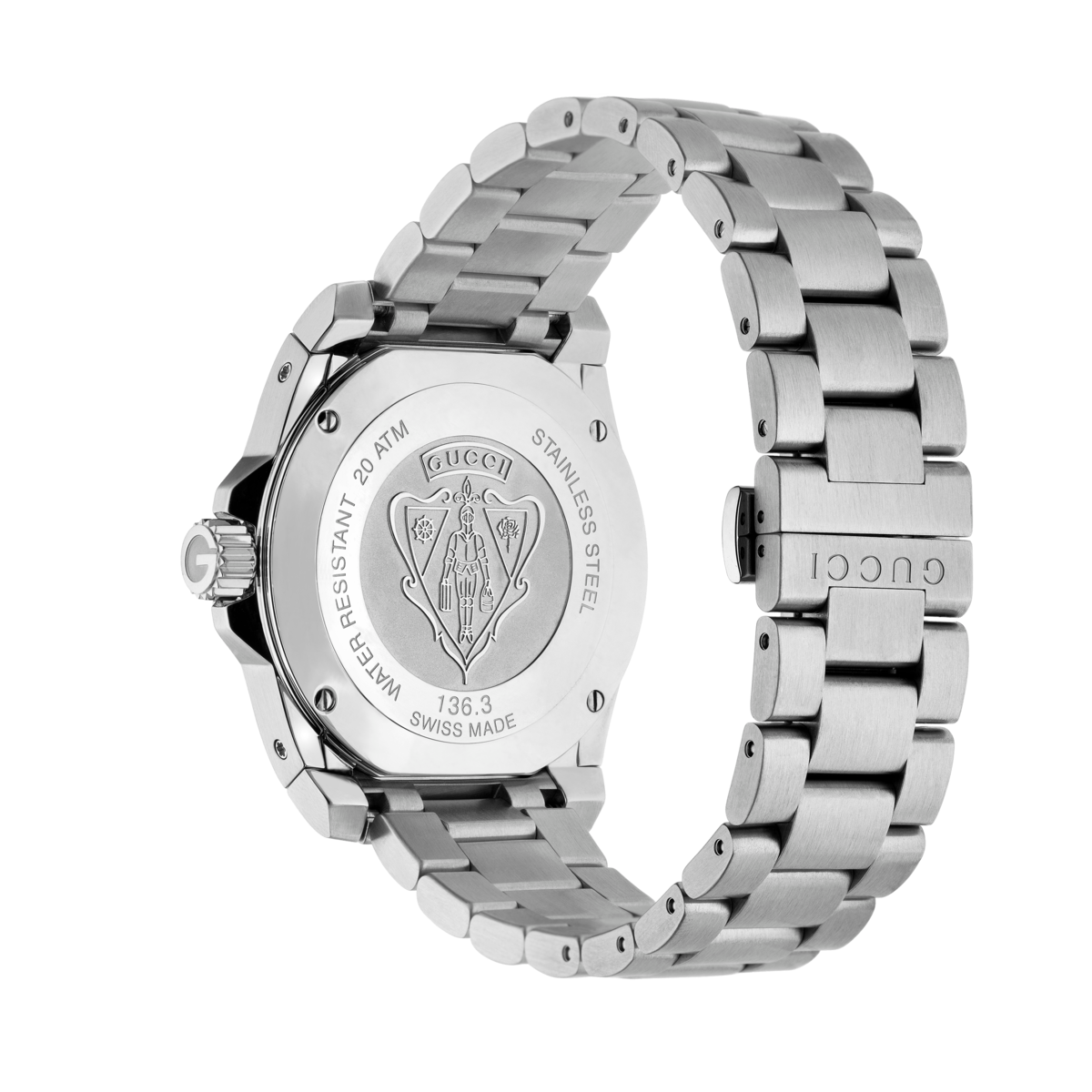 Gucci Dive Black Dial Stainless Steel Mens Quartz Watch YA136301A