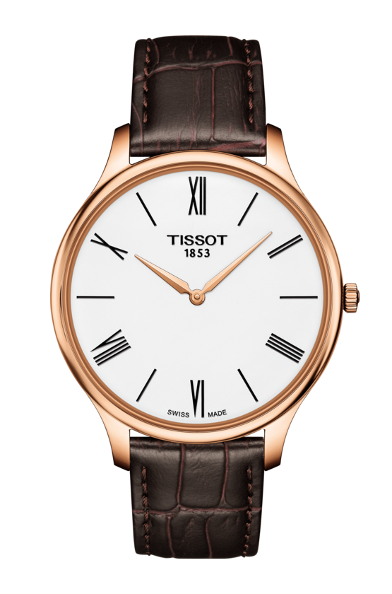 Tissot Tradition White Dial Rose PVD Gold Plated Mens Quartz Watch T0634093601800