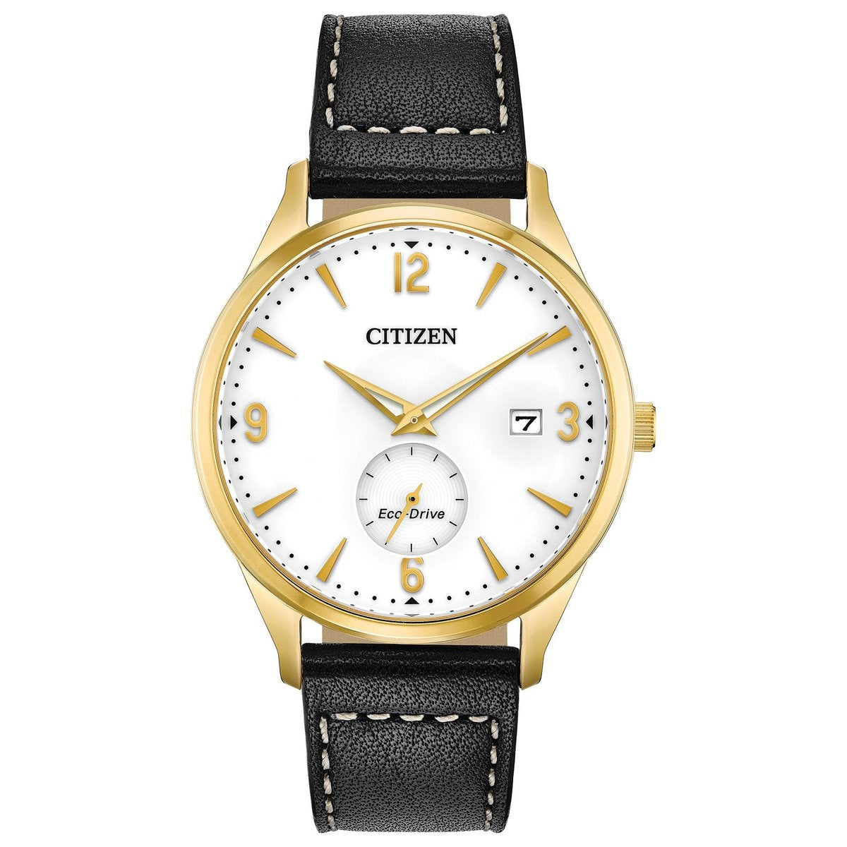 Citizen Eco-Drive BTW By The Way White Dial Gold Plated Mens Watch BV1112-05A