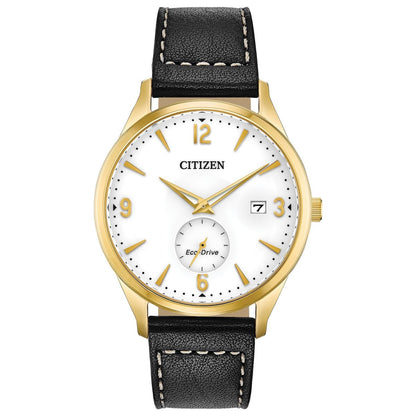 Citizen Eco-Drive BTW By The Way White Dial Gold Plated Mens Watch BV1112-05A