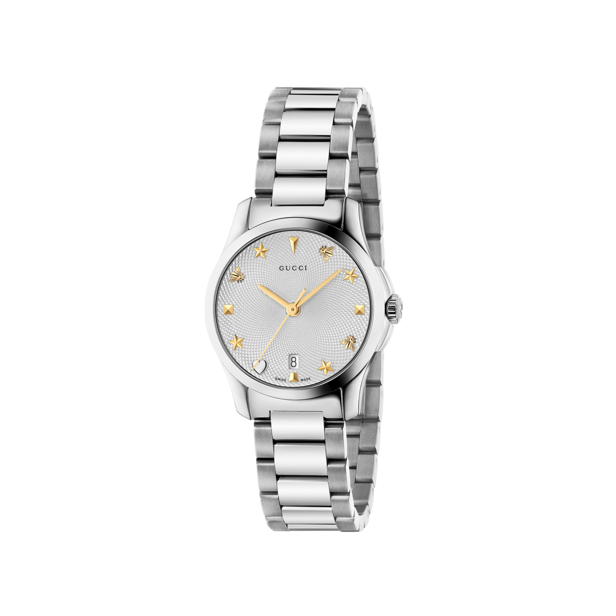 Gucci G-Timeless Silver Dial Stainless Steel Womens Quartz Watch YA126572A