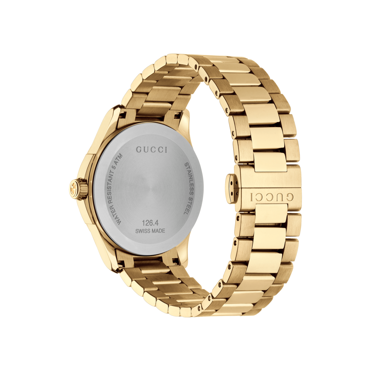 Gucci G-Timeless Diamante Pattern Dial PVD Gold Plated Unisex Quartz Watch YA126461