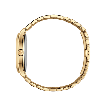 Gucci G-Timeless Diamante Pattern Dial PVD Gold Plated Unisex Quartz Watch YA126461