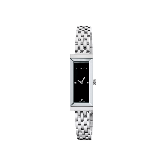 Gucci G-Frame Black Diamond Set Dial Stainless Steel Womens Quartz Watch YA127504