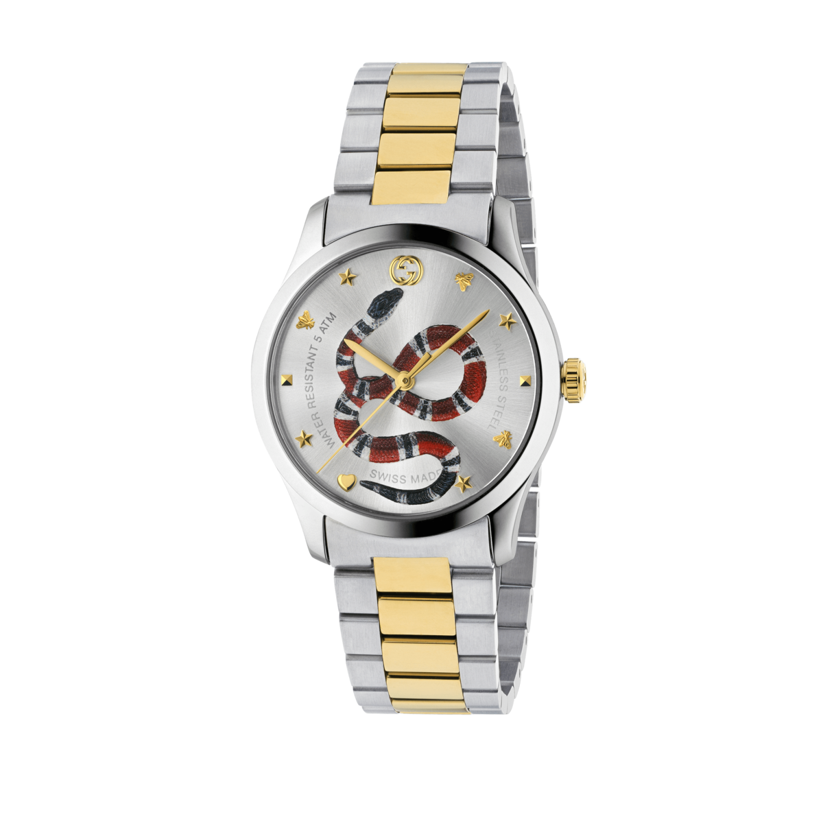 Gucci G-Timeless Snake Silver Dial Two Tone Unisex Quartz Watch YA1264075