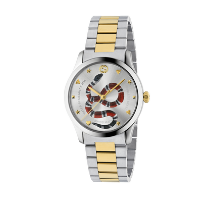 Gucci G-Timeless Snake Silver Dial Two Tone Unisex Quartz Watch YA1264075