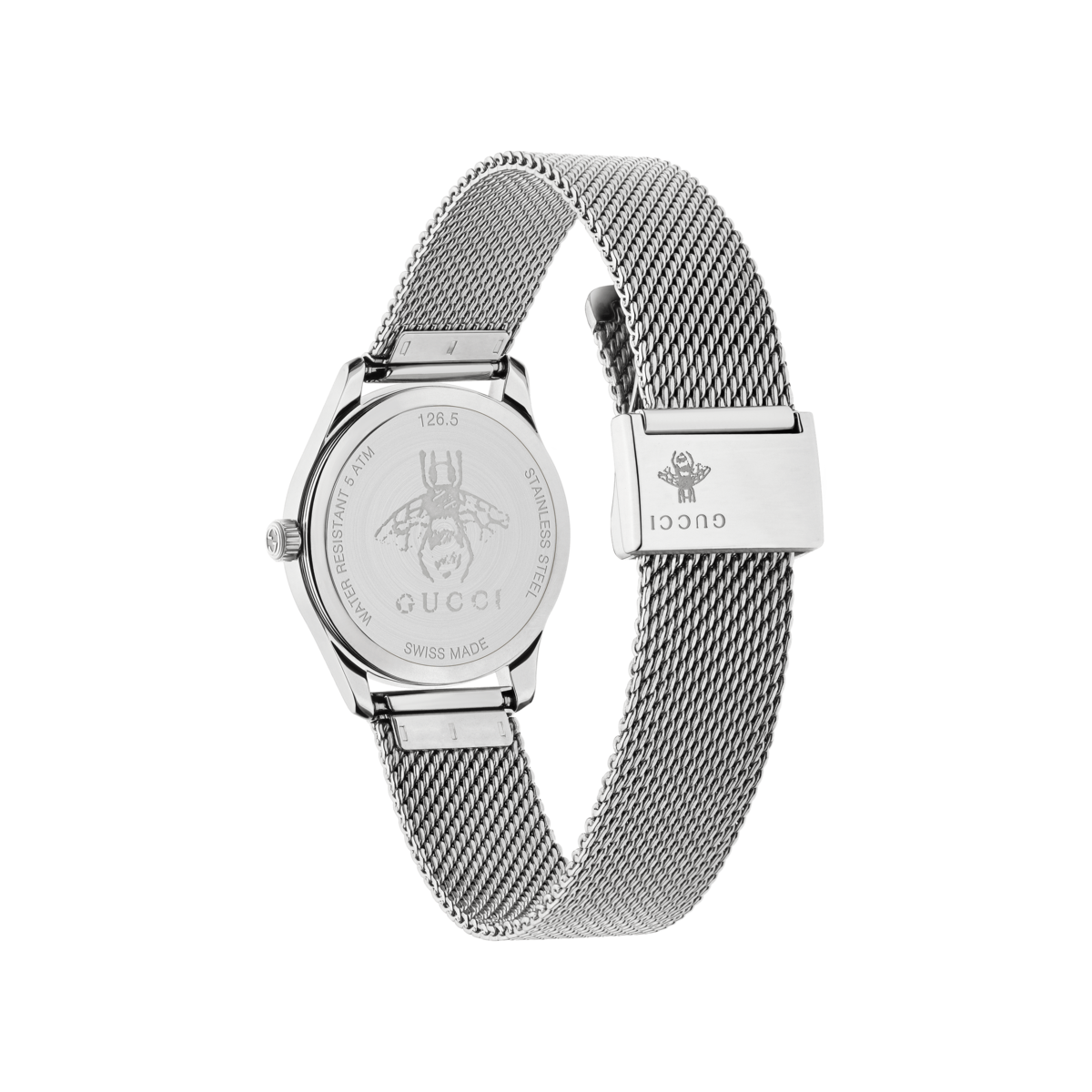 Gucci G-Timeless Slim Mother of Pearl Dial Stainless Steel Womens Quartz Watch YA126583