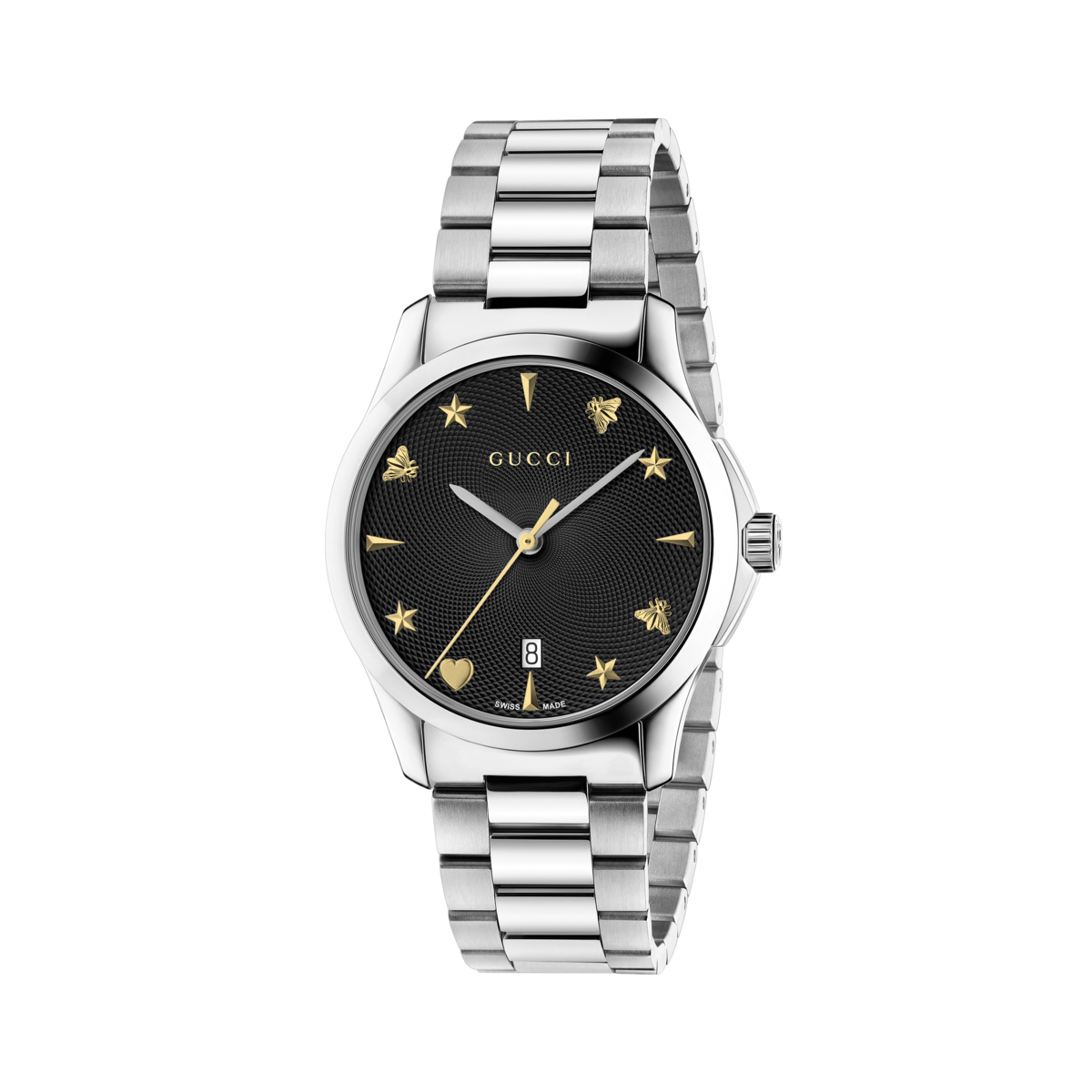 Gucci G-Timeless Black Dial Stainless Steel Unisex Quartz Watch YA1264029A