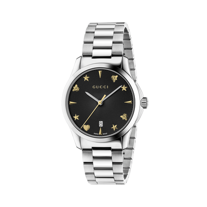 Gucci G-Timeless Black Dial Stainless Steel Unisex Quartz Watch YA1264029A