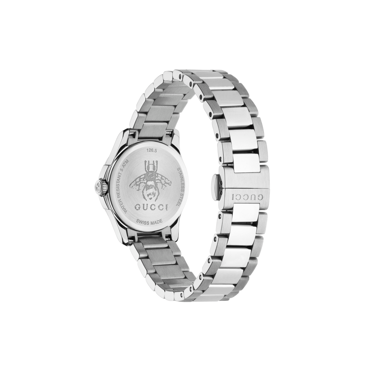 Gucci G-Timeless Black Dial Stainless Steel Womens Quartz Watch YA126573