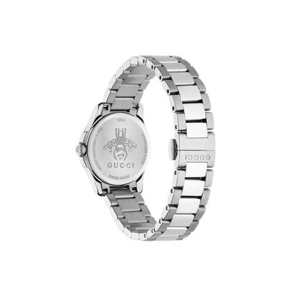 Gucci G-Timeless Black Dial Stainless Steel Womens Quartz Watch YA126573