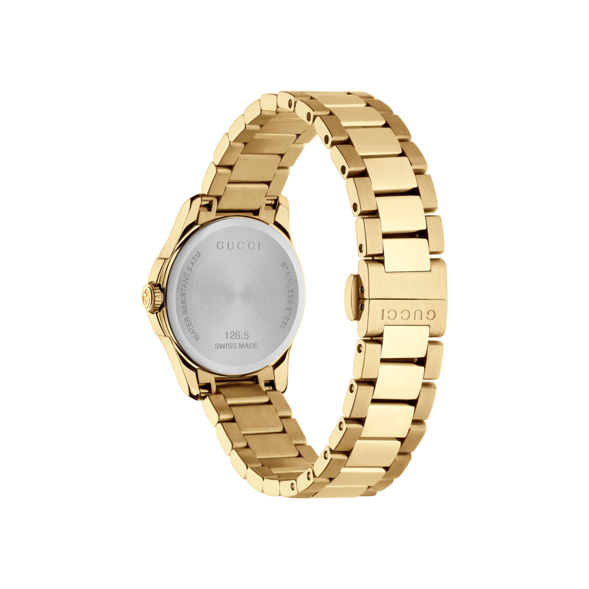 Gucci G-Timeless Diamante Pattern Dial PVD Gold Plated Womens Quartz Watch YA126553