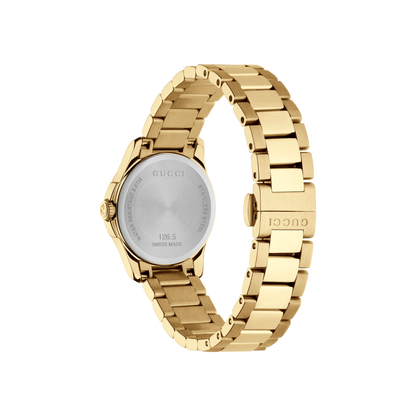Gucci G-Timeless Diamante Pattern Dial PVD Gold Plated Womens Quartz Watch YA126553