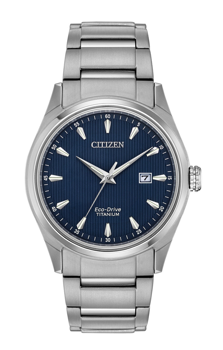 Citizen Eco-Drive Chandler Blue Dial Titanium Mens BM7360-82L
