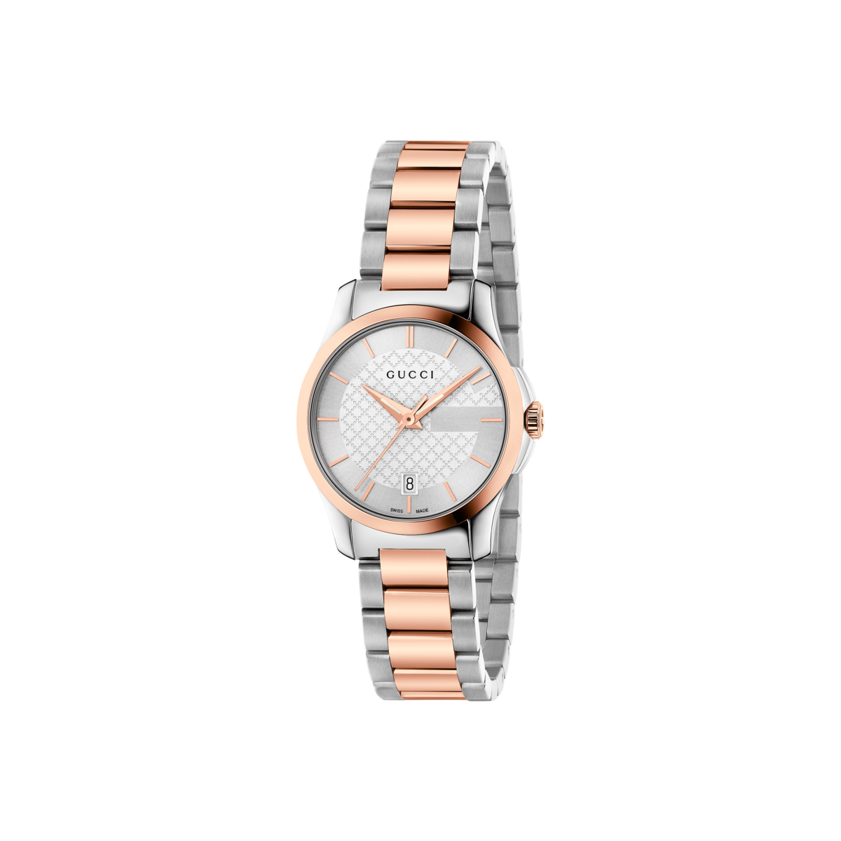 Gucci G-Timeless Silver Dial Two Tone Womens Quartz Watch YA126564