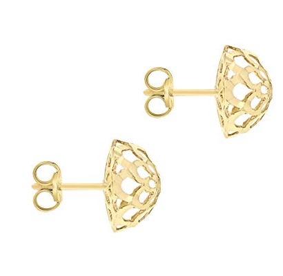 9ct Gold Diamond Cut Filigree Dome Stud Earrings
