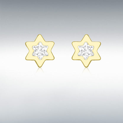 9ct Yellow Gold & Cubic Zirconia Star Stud Earrings