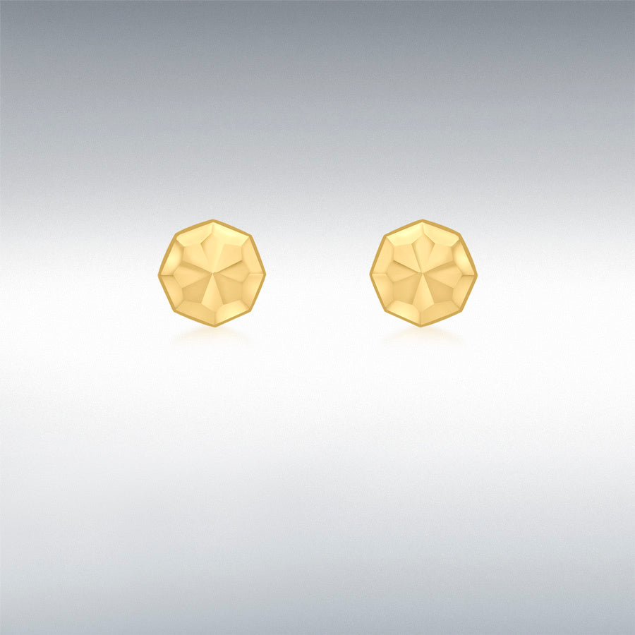 9ct Gold Diamond Cut Octagonal Stud Earrings