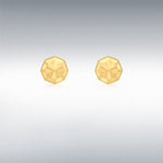 9ct Gold Diamond Cut Octagonal Stud Earrings