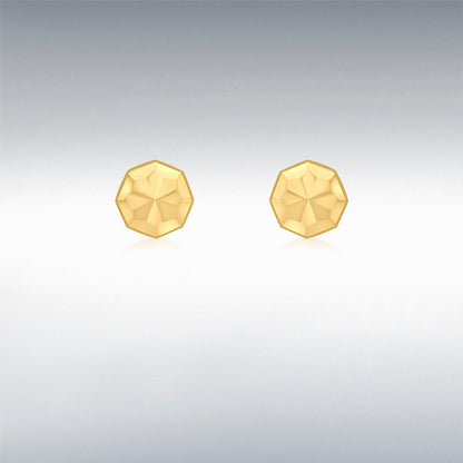 9ct Gold Diamond Cut Octagonal Stud Earrings