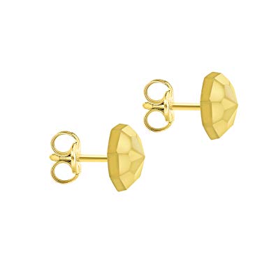 9ct Gold Diamond Cut Octagonal Stud Earrings
