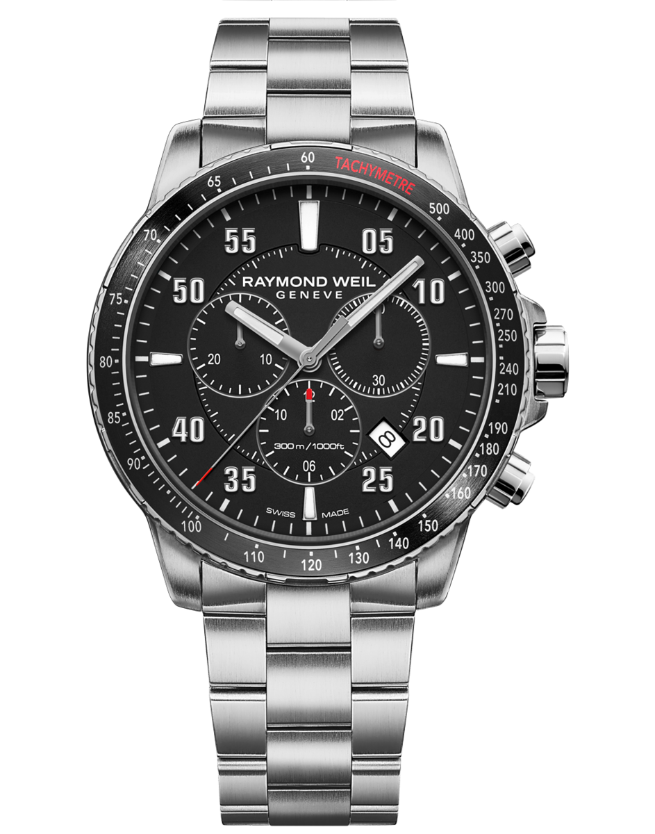 Raymond Weil Tango Black Dial Stainless Steel Mens Quartz Chronograph Watch 8570-ST1-05207