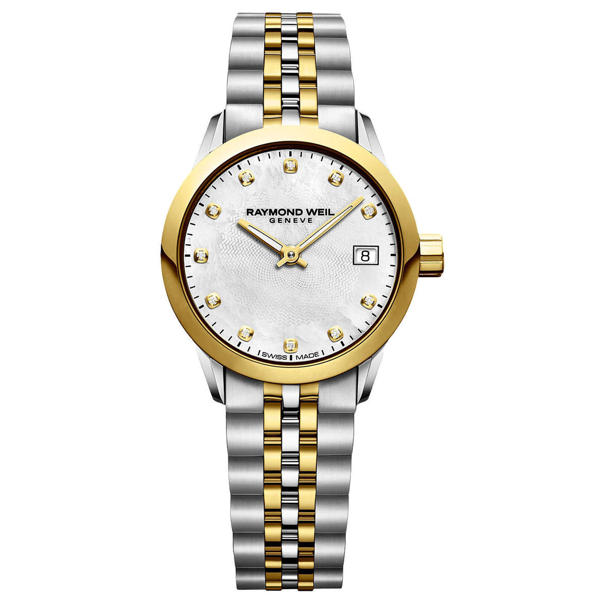 Raymond Weil Freelancer Mother of Pearl Diamond Set Dial Two Tone Womens Quartz Watch 5626-STP-97081