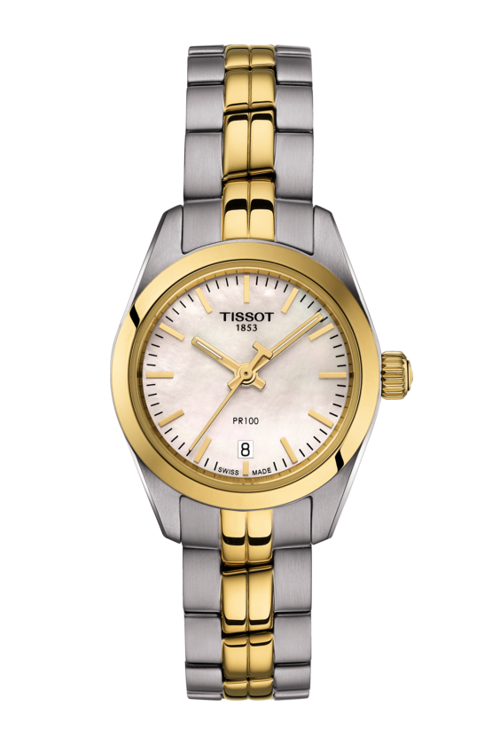 Tissot PR 100 Lady Small Mother of Pearl Dial Two Tone Womens Quartz Watch T1010102211100