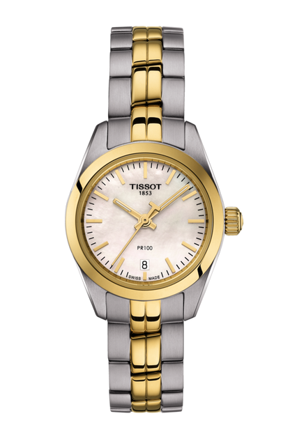 Tissot PR 100 Lady Small Mother of Pearl Dial Two Tone Womens Quartz Watch T1010102211100