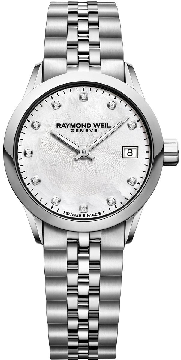 Raymond Weil Freelancer Mother of Pearl Diamond Set Dial Stainless Steel Womens Quartz Watch 5626-ST-97081