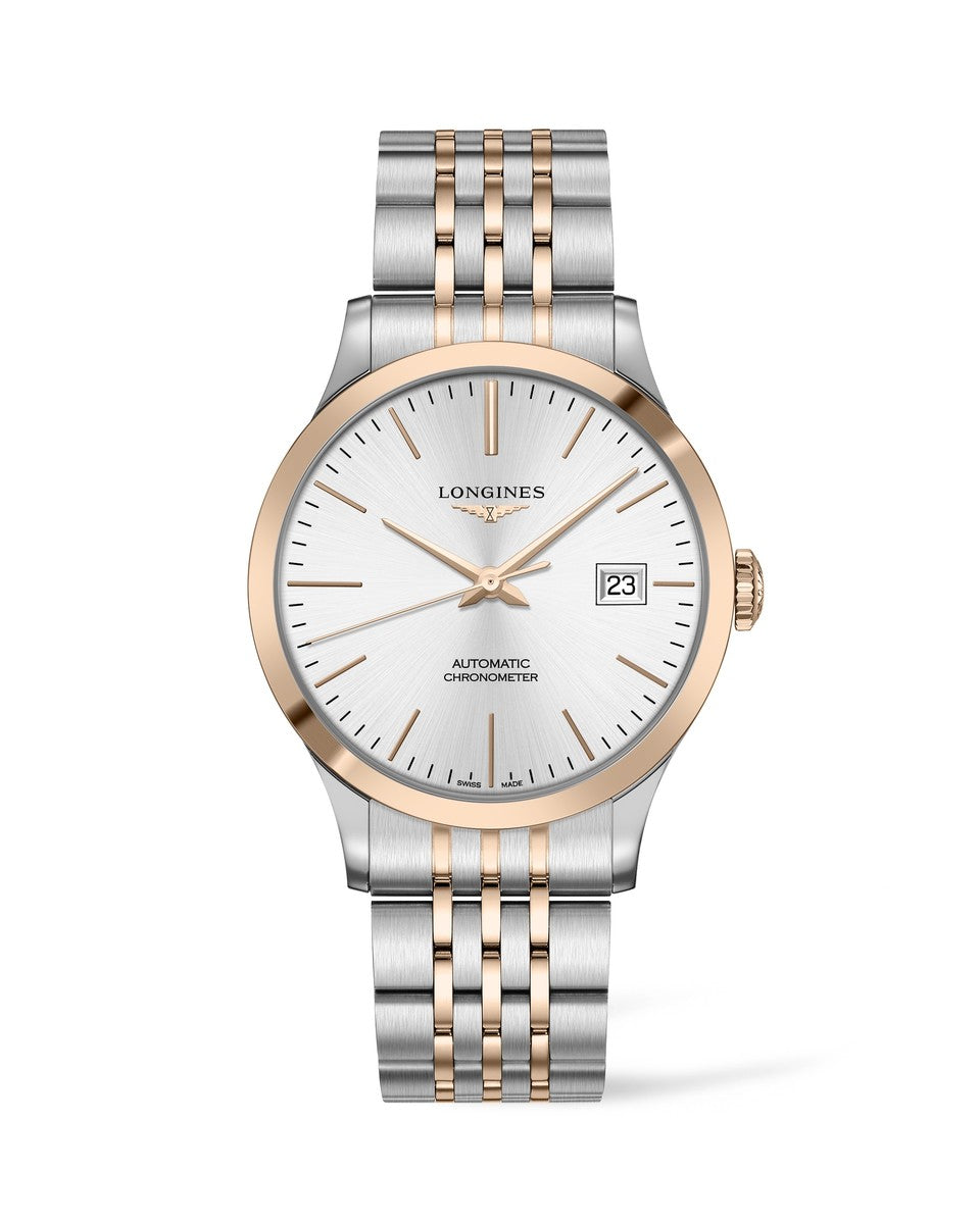 Longines Record Silver Dial Two Tone Mens Watch L28215727