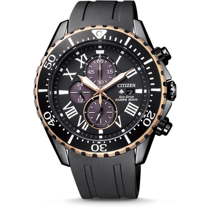 Citizen Eco-Drive Promaster Diver 100th Anniversary Special Edition Black Dial Two Tone Mens Chronograph Watch CA0716-19E