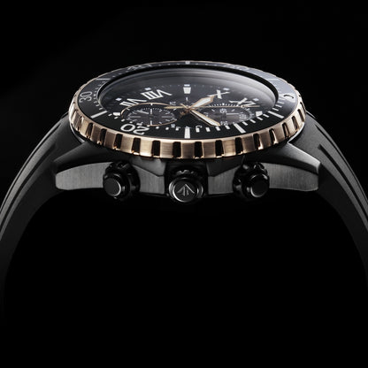 Citizen Eco-Drive Promaster Diver 100th Anniversary Special Edition Black Dial Two Tone Mens Chronograph Watch CA0716-19E
