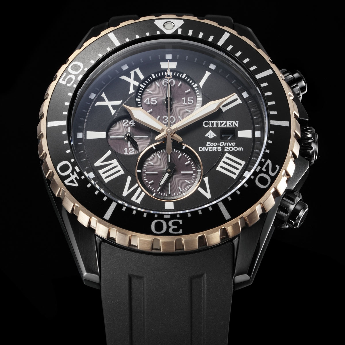 Citizen Eco-Drive Promaster Diver 100th Anniversary Special Edition Black Dial Two Tone Mens Chronograph Watch CA0716-19E