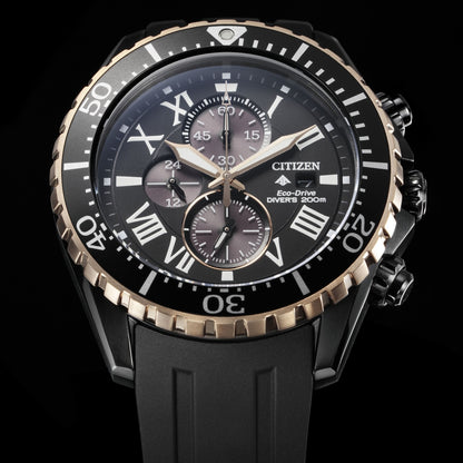 Citizen Eco-Drive Promaster Diver 100th Anniversary Special Edition Black Dial Two Tone Mens Chronograph Watch CA0716-19E