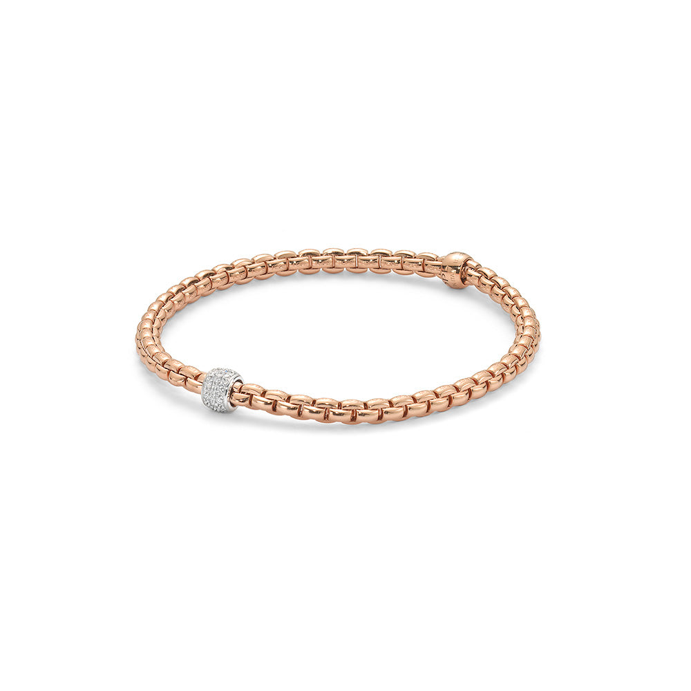 FOPE Flex'it Eka Tiny 18ct Rose Gold & Diamond Bracelet