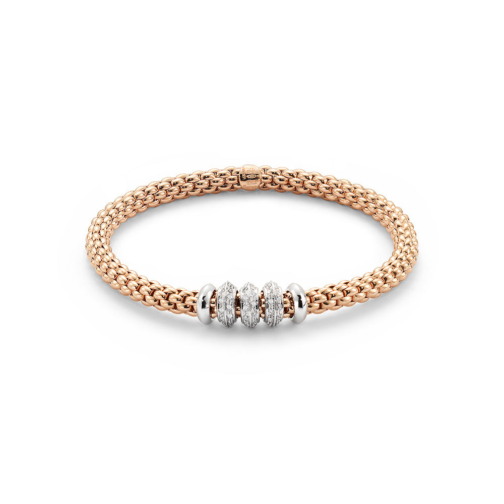 FOPE Flex'it Solo 18ct Rose Gold & Diamond Bracelet