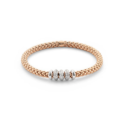 FOPE Flex'it Solo 18ct Rose Gold & Diamond Bracelet