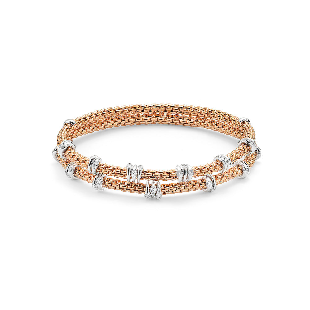 FOPE Flex'it Prima 18ct Rose Gold & Diamond Bracelet