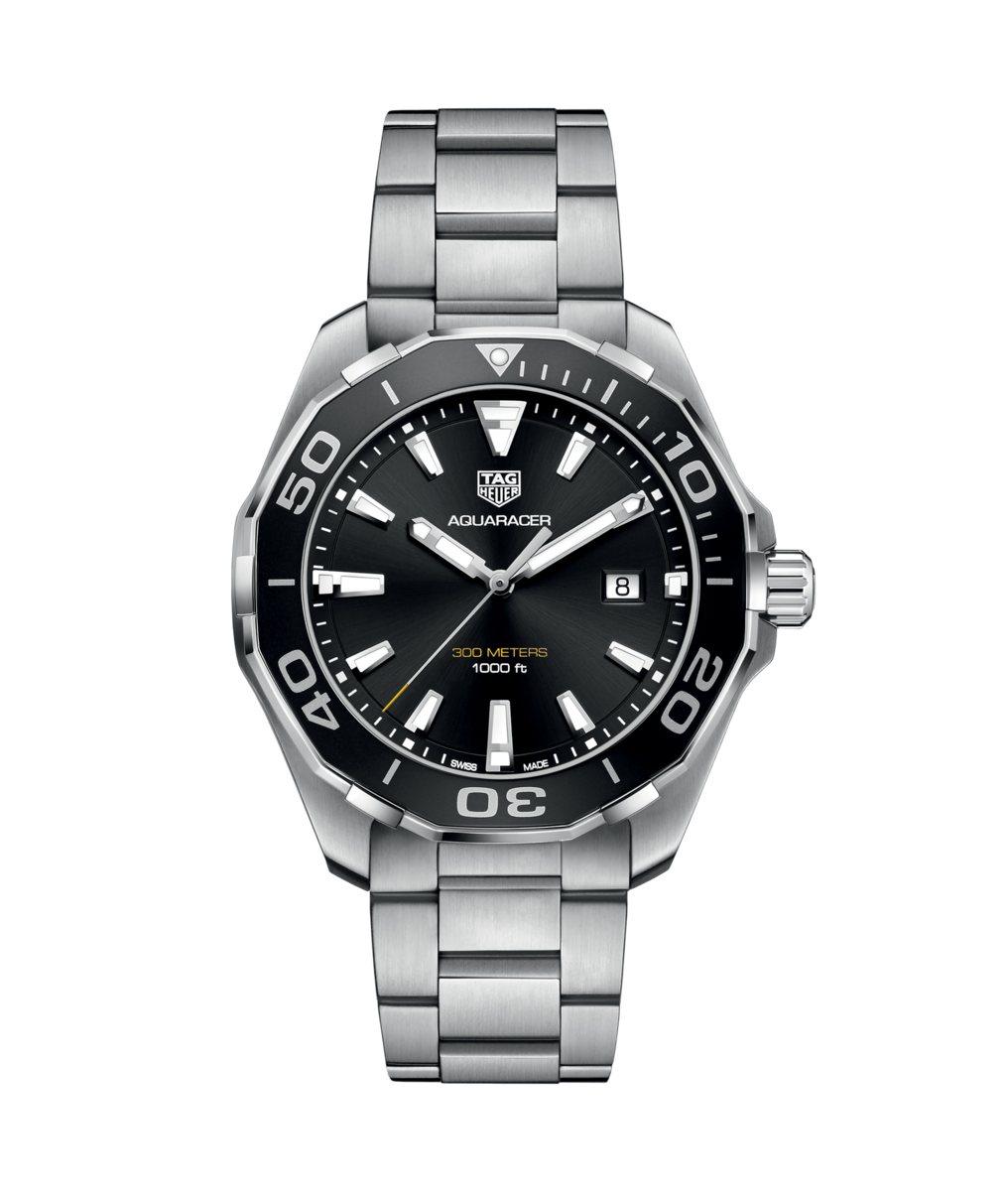 TAG Heuer Aquaracer Black Dial & Bezel Stainless Steel Mens Quartz Watch WAY101A.BA0746
