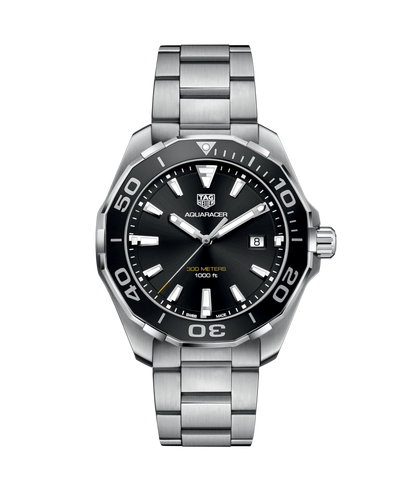 TAG Heuer Aquaracer Black Dial & Bezel Stainless Steel Mens Quartz Watch WAY101A.BA0746