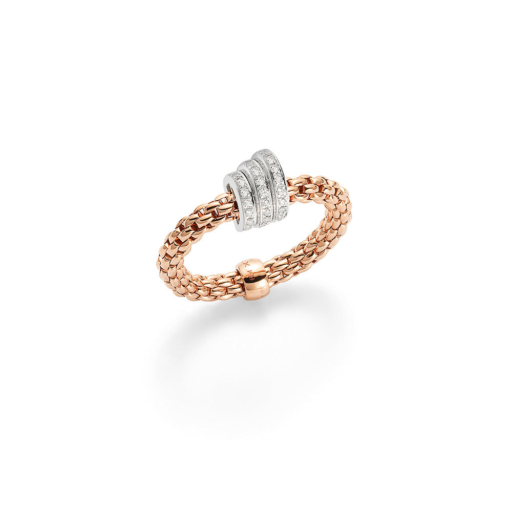 FOPE Flex'it Prima 18ct Rose Gold & Diamond Ring (Medium)