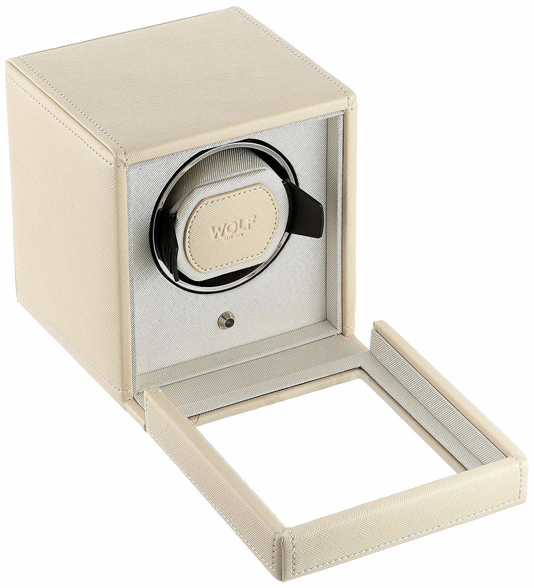 WOLF Cream Cub Single Winder with Cover Watch Winding Box 461153