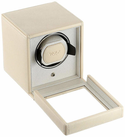 WOLF Cream Cub Single Winder with Cover Watch Winding Box 461153