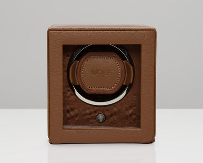 WOLF Cognac Cub Single Winder with Cover Watch Winding Box 461127