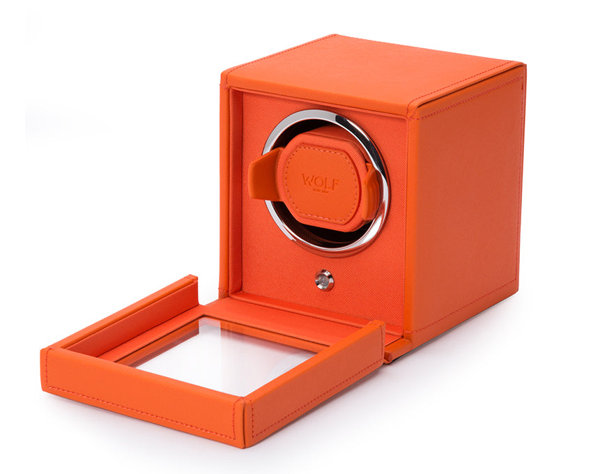 WOLF Orange Cub Single Winder with Cover Watch Winding Box 461139